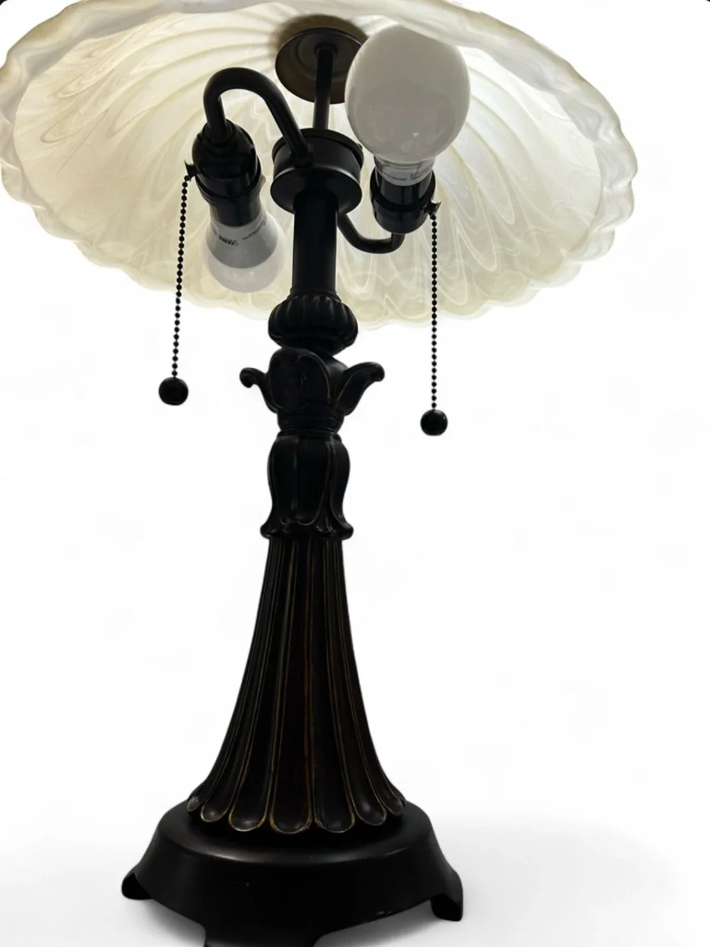 Vintage-Inspired Brown Fairy Lamp with Cream Glass Shade - Picture 3 of 7